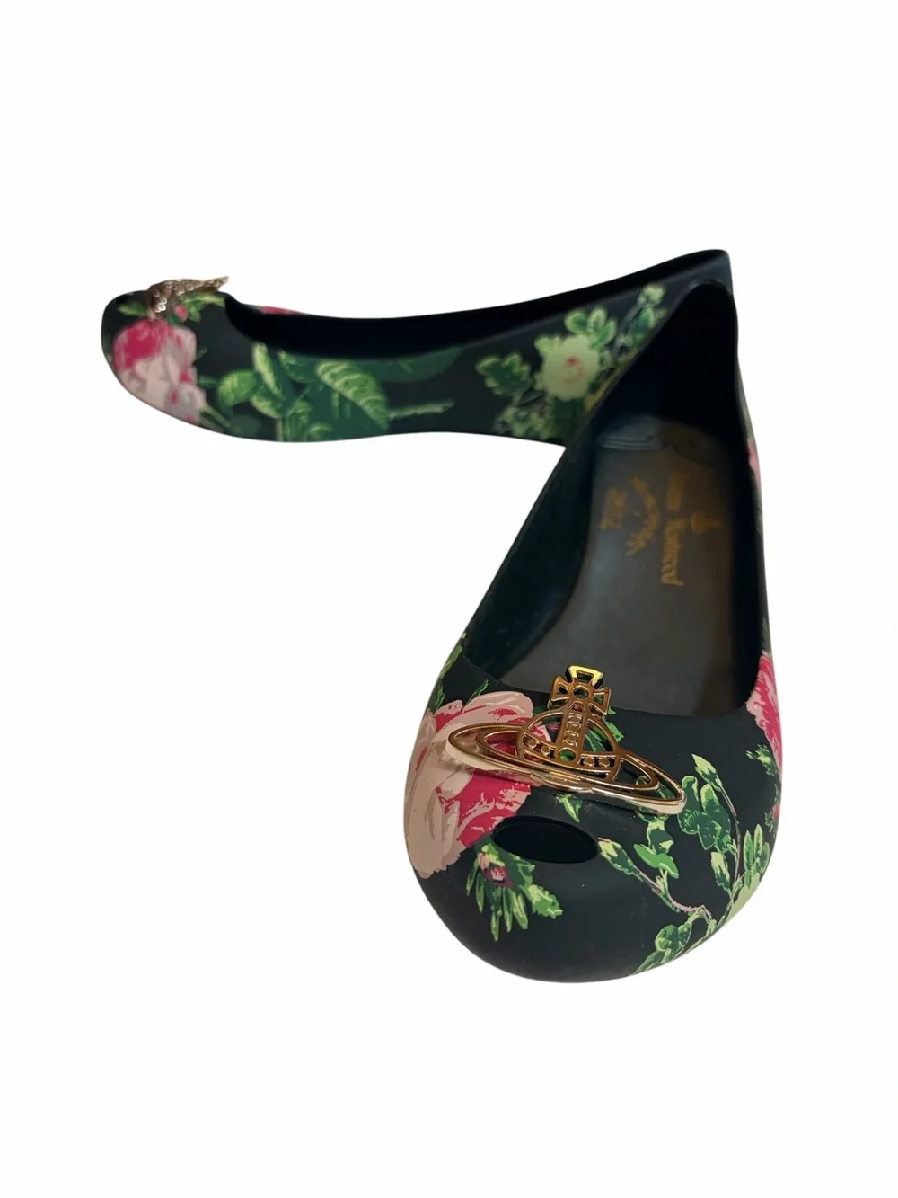 New in Box Vivienne Westwood Anglomania Melissa Roses Floral 9 Black Pink Green